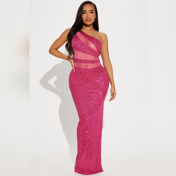 Fuschia sequins maxi dress - Picture 1 of 4